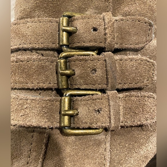 Franco Sarto Suede Boot Walice Tan Light Mocha Cashew Wedge Bootie Size 7.5 - Picture 6 of 8